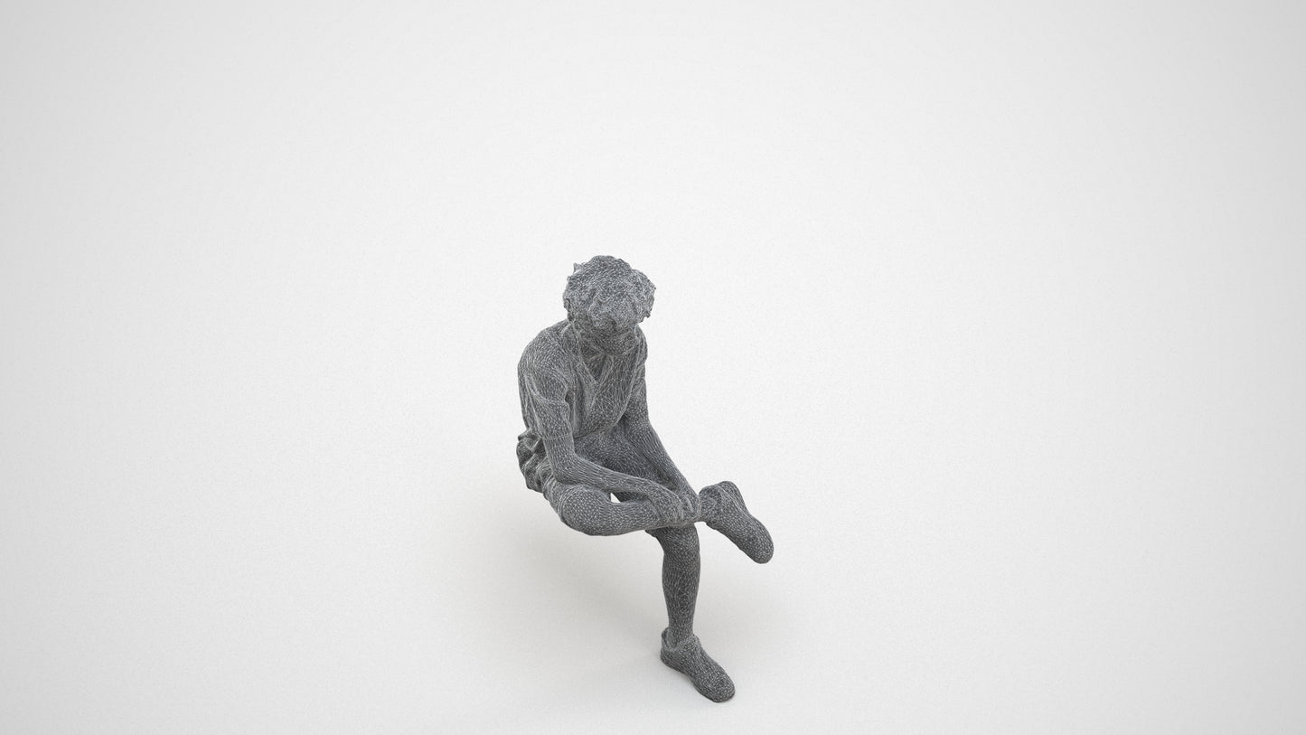 scanned 3D boy casual kids, photogrammetry people for Enscape and V-Ray, wireframe three-quarter view