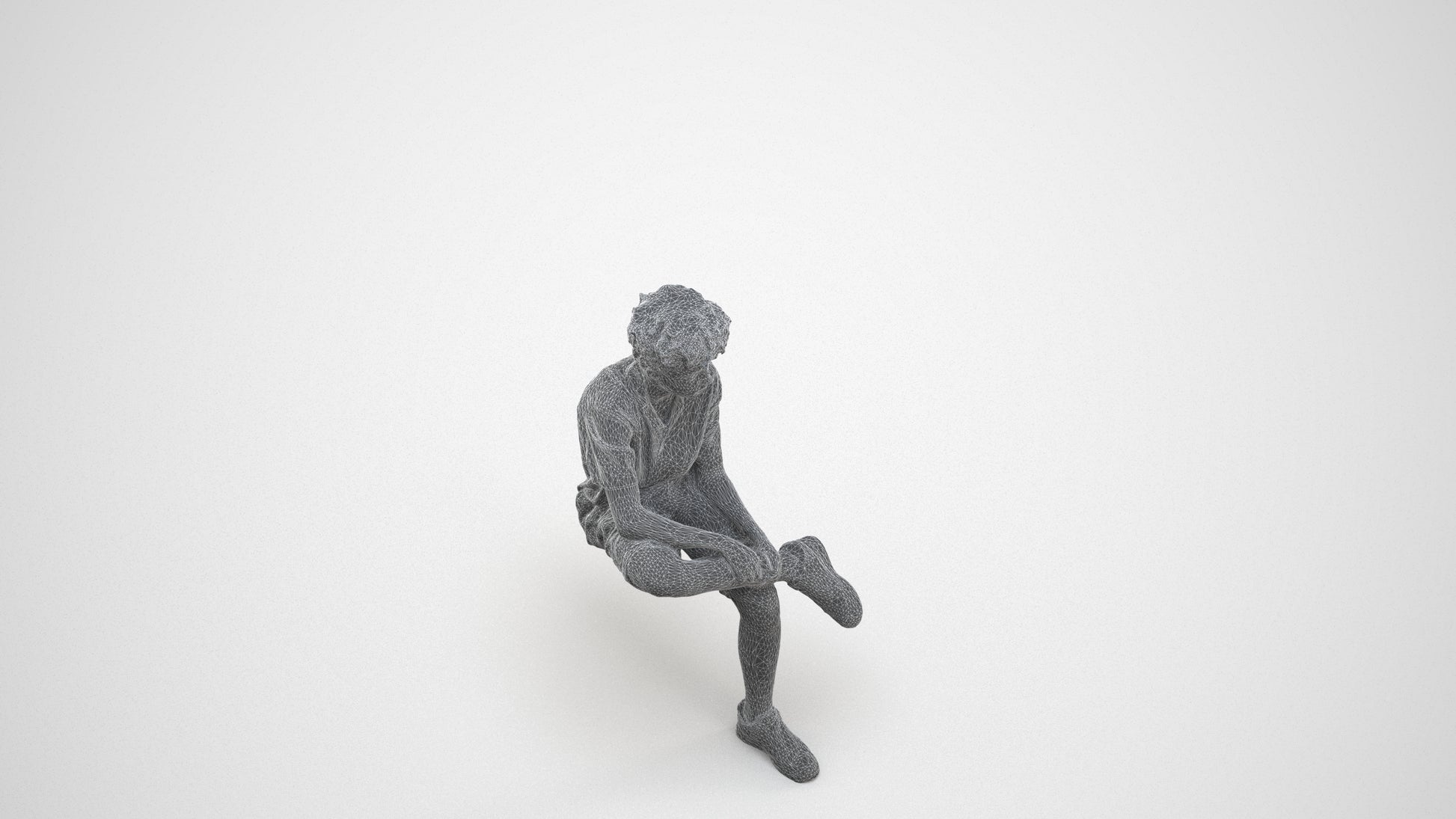 scanned 3D boy casual kids, photogrammetry people for Enscape and V-Ray, wireframe three-quarter view