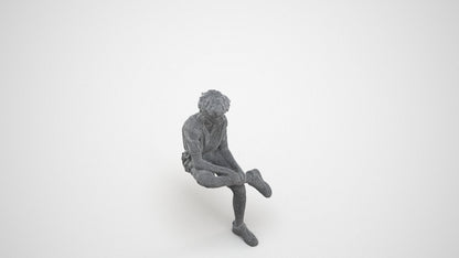 scanned 3D boy casual kids, photogrammetry people for Enscape and V-Ray, wireframe three-quarter view