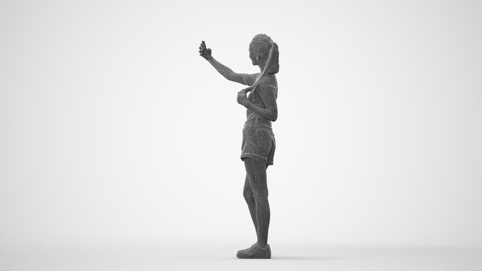 photogrammetry 3D woman casual standing, realistic human model archviz FBX, square thumbnail