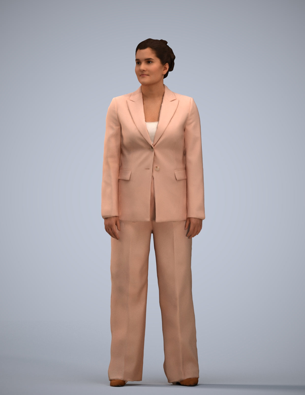 3D scanned woman standing business, photorealistic archviz people for Enscape and SketchUp