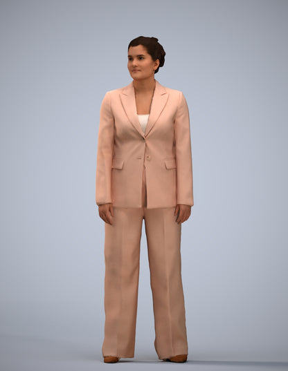 3D scanned woman standing business, photorealistic archviz people for Enscape and SketchUp