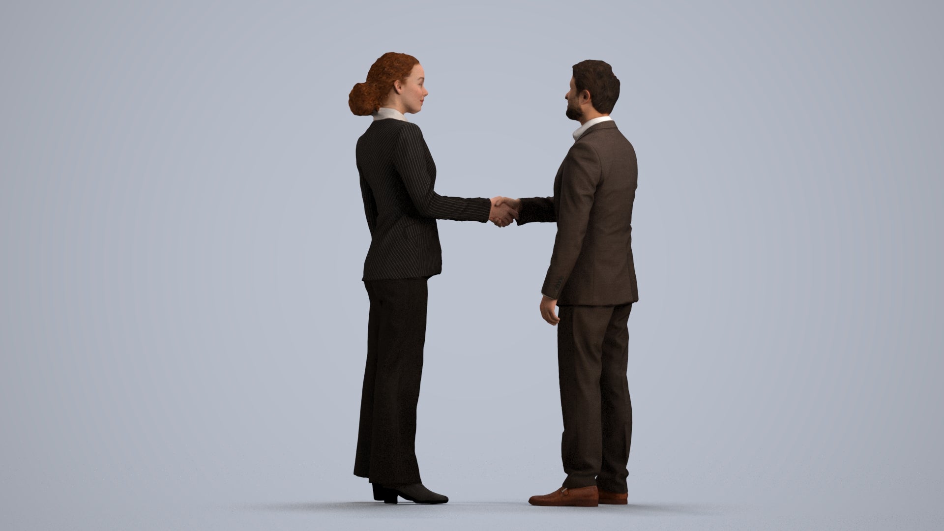 scanned 3D woman business, photogrammetry people for Enscape and V-Ray, front view render