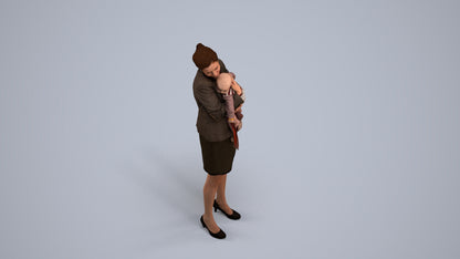scanned 3D girl business kids, photogrammetry people for Enscape and V-Ray, back view render