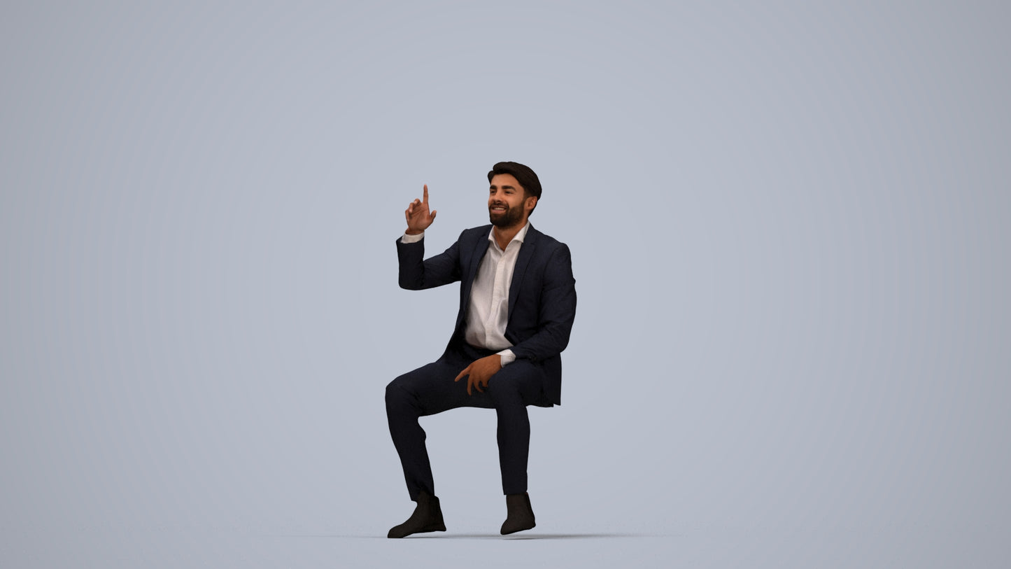 photogrammetry 3D man business, realistic human model archviz FBX, top-down view render