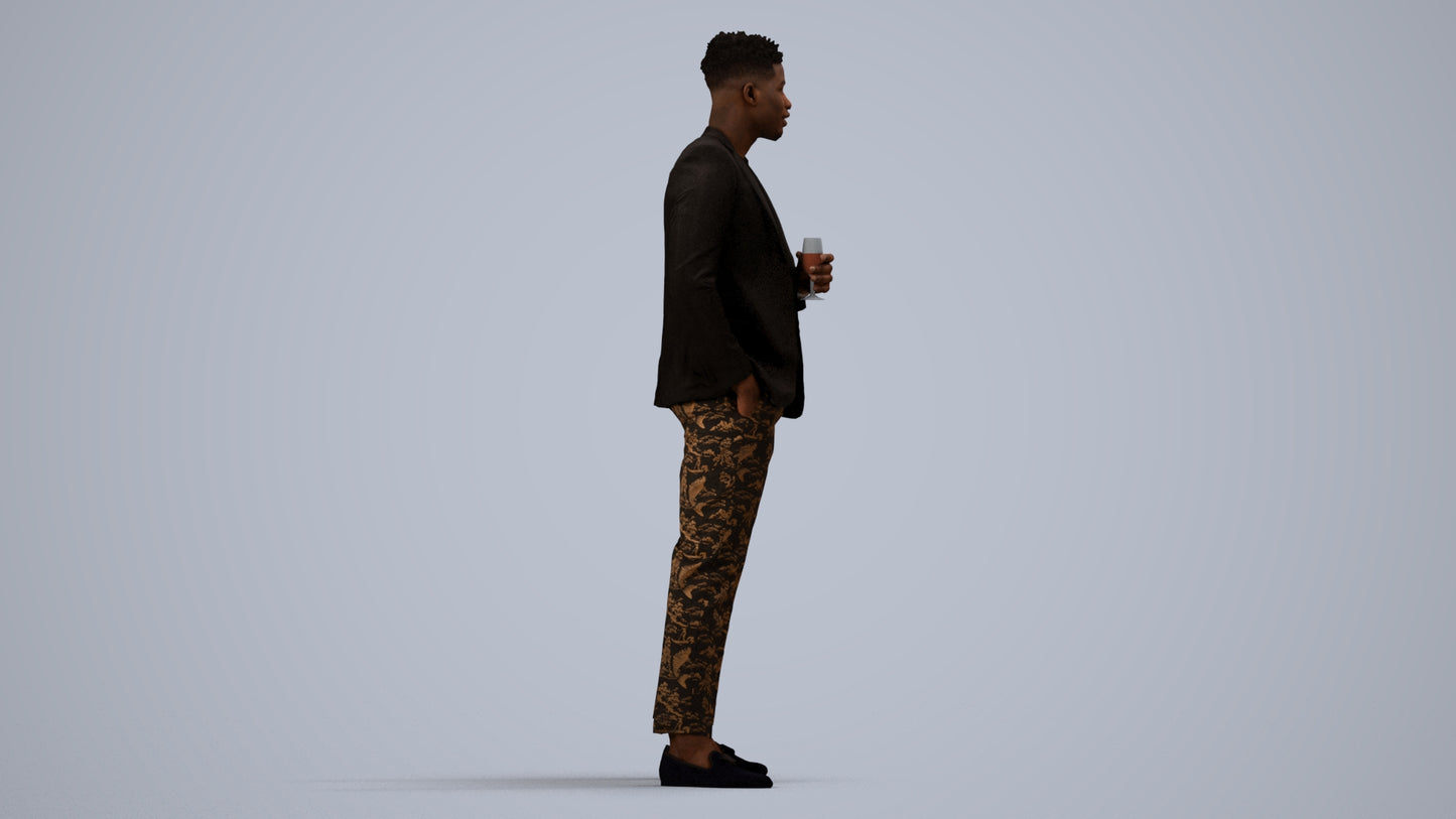 realistic 3D people man formal formalaffairs, render-ready for V-Ray and Corona, FBX OBJ, side view render