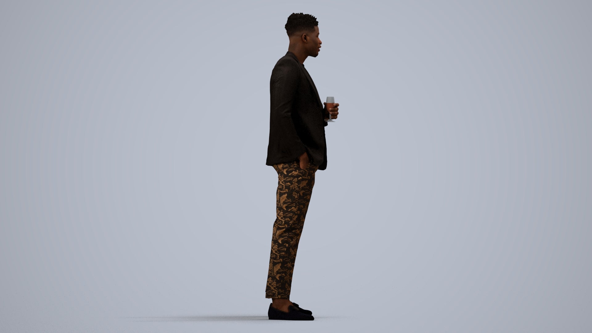 realistic 3D people man formal formalaffairs, render-ready for V-Ray and Corona, FBX OBJ, side view render