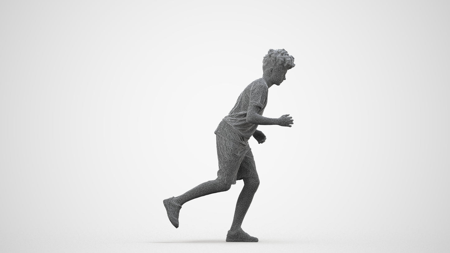 realistic 3D people boy casual kids, render-ready for V-Ray and Corona, FBX OBJ, wireframe side view