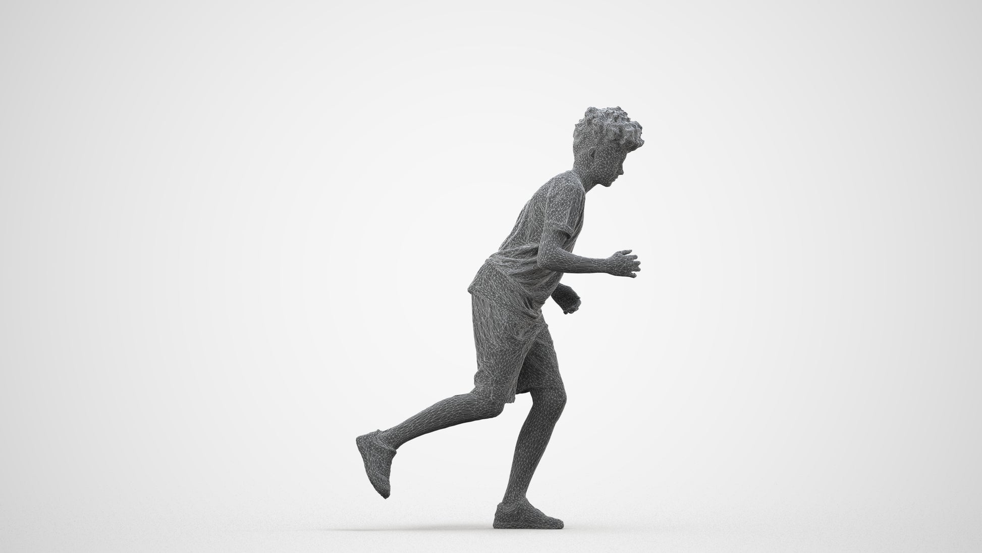 realistic 3D people boy casual kids, render-ready for V-Ray and Corona, FBX OBJ, wireframe side view