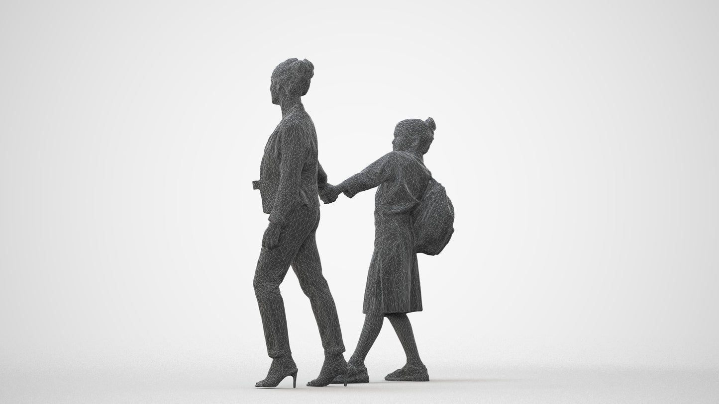 realistic 3D girl kids, scanned archviz people for Blender and 3ds Max, square thumbnail