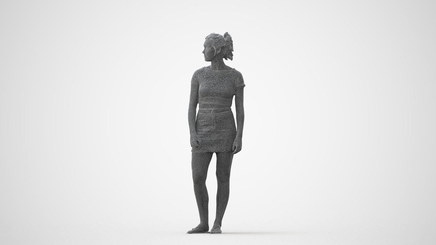 realistic 3D people woman casual standing, render-ready for V-Ray and Corona, FBX OBJ, square thumbnail