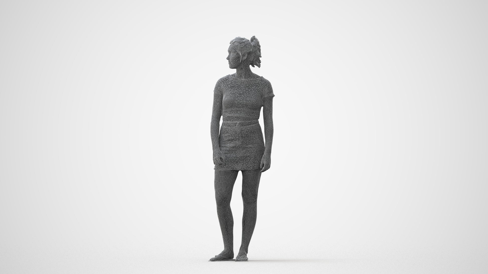 realistic 3D people woman casual standing, render-ready for V-Ray and Corona, FBX OBJ, square thumbnail