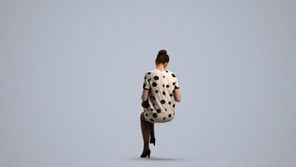3D scanned woman sitting casual, photorealistic archviz people for Enscape and SketchUp, front view render