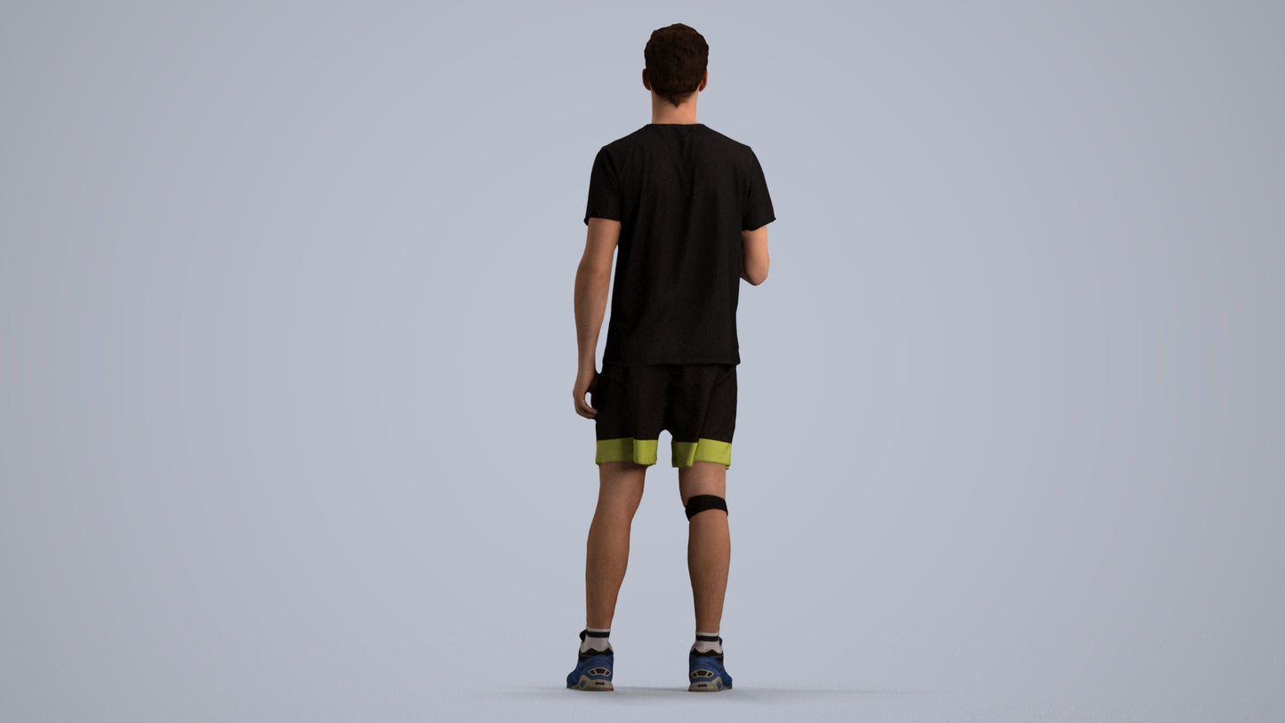 realistic 3D human man sport, archviz people FBX OBJ for Blender, front view render