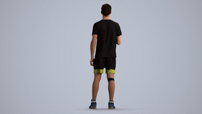 realistic 3D human man sport, archviz people FBX OBJ for Blender, front view render
