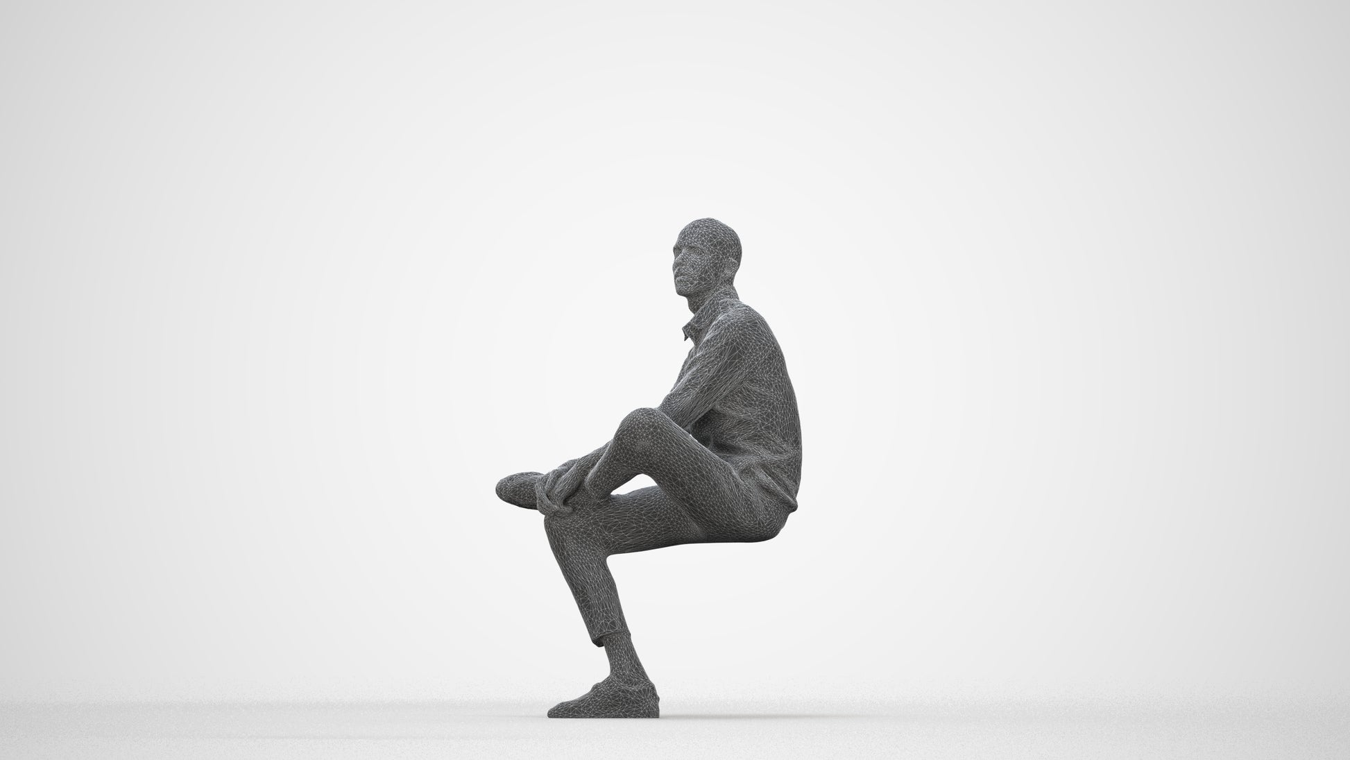 scanned 3D man business, photogrammetry people for Enscape and V-Ray, wireframe back view