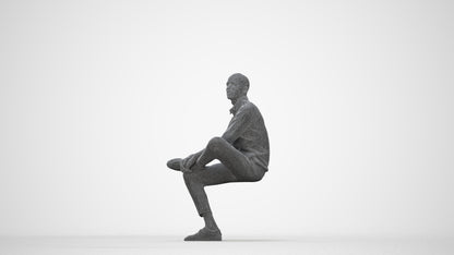 scanned 3D man business, photogrammetry people for Enscape and V-Ray, wireframe back view
