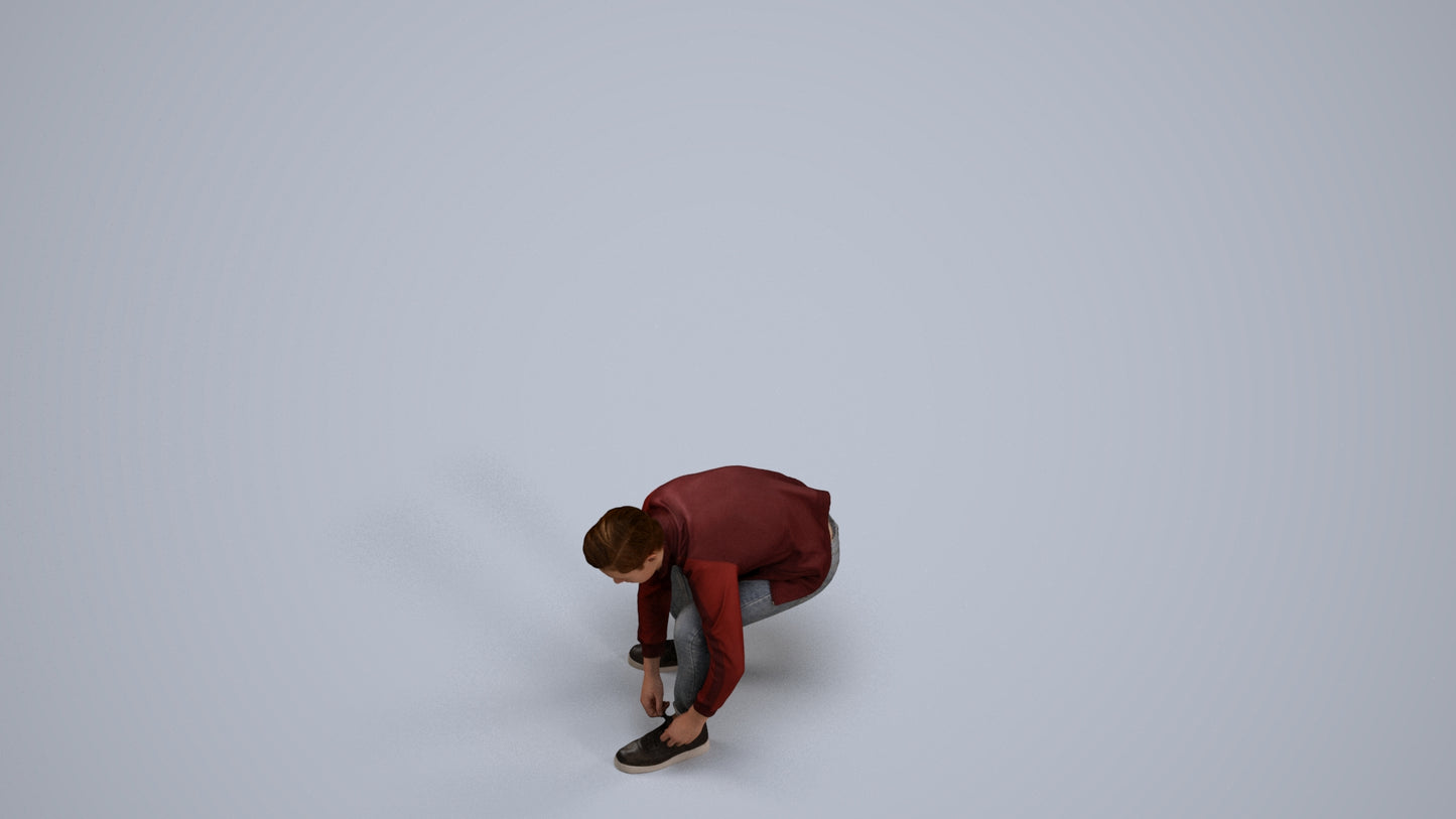 3D scanned boy kids casual, photorealistic archviz people for Enscape and SketchUp, back view render