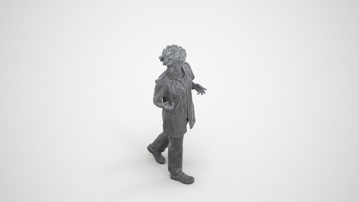 photogrammetry 3D woman medical, realistic human model archviz FBX, wireframe three-quarter view