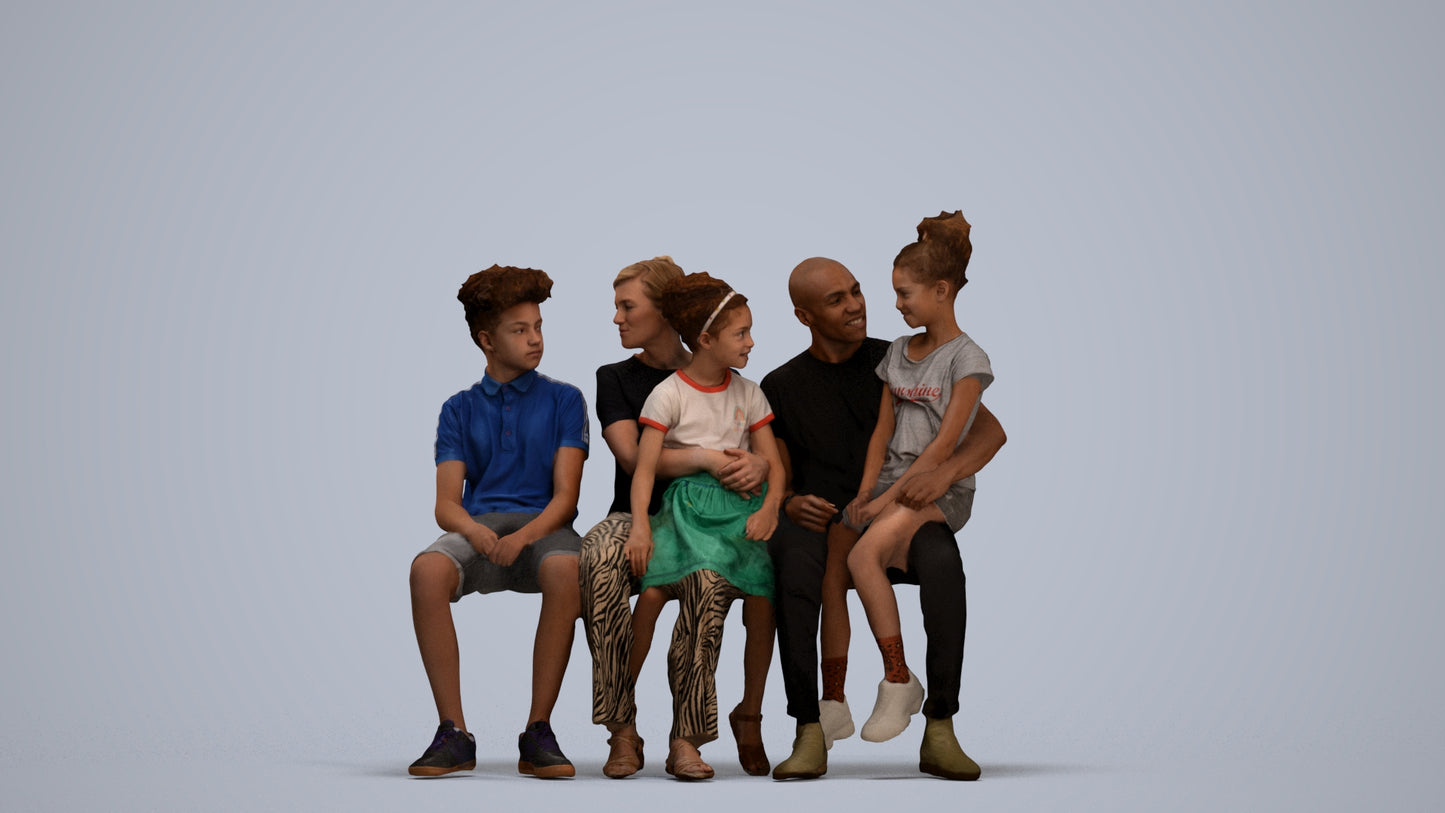 realistic 3D human girl casual kids, archviz people FBX OBJ for Blender, standing pose render