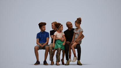realistic 3D human girl casual kids, archviz people FBX OBJ for Blender, standing pose render