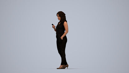 scanned 3D woman casual walking, photogrammetry people for Enscape and V-Ray, top-down view render