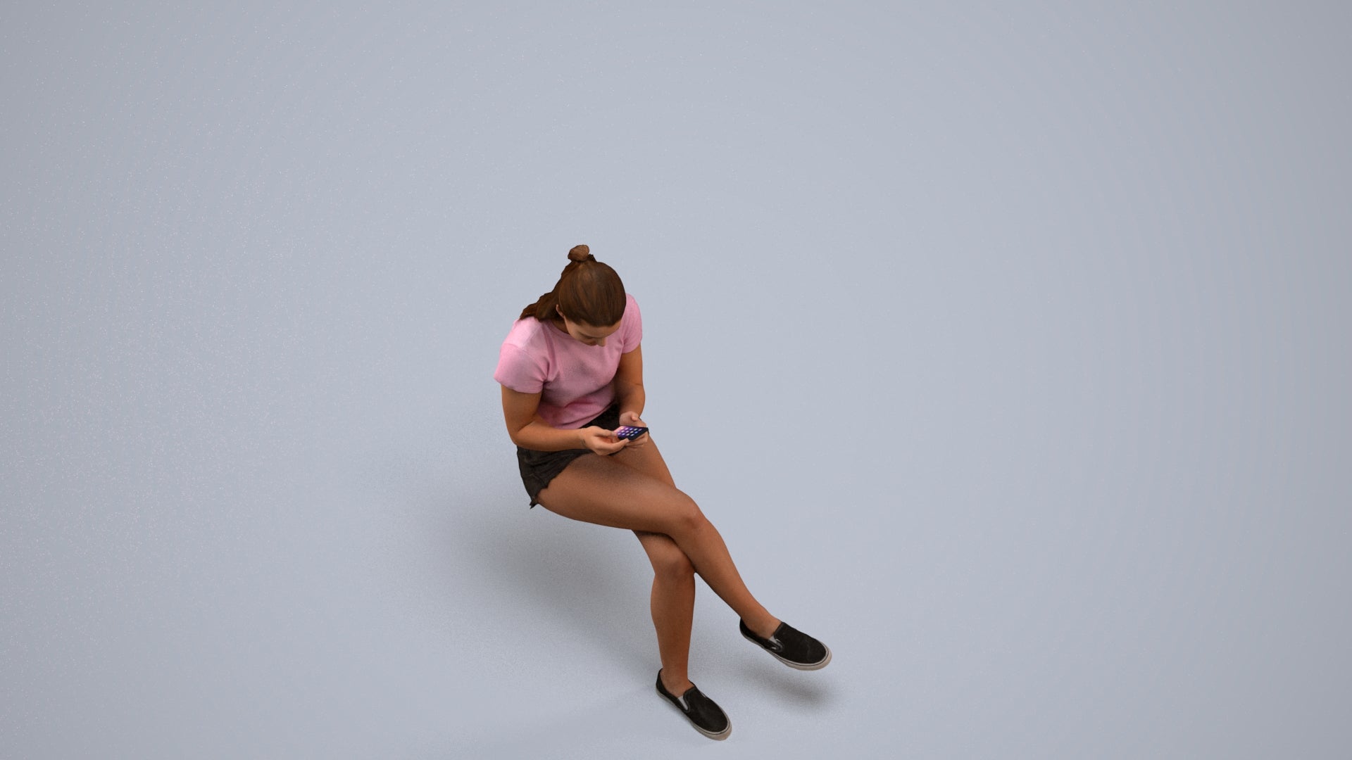 photogrammetry 3D girl casual kids, realistic human model archviz FBX, back view render
