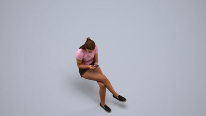 photogrammetry 3D girl casual kids, realistic human model archviz FBX, back view render