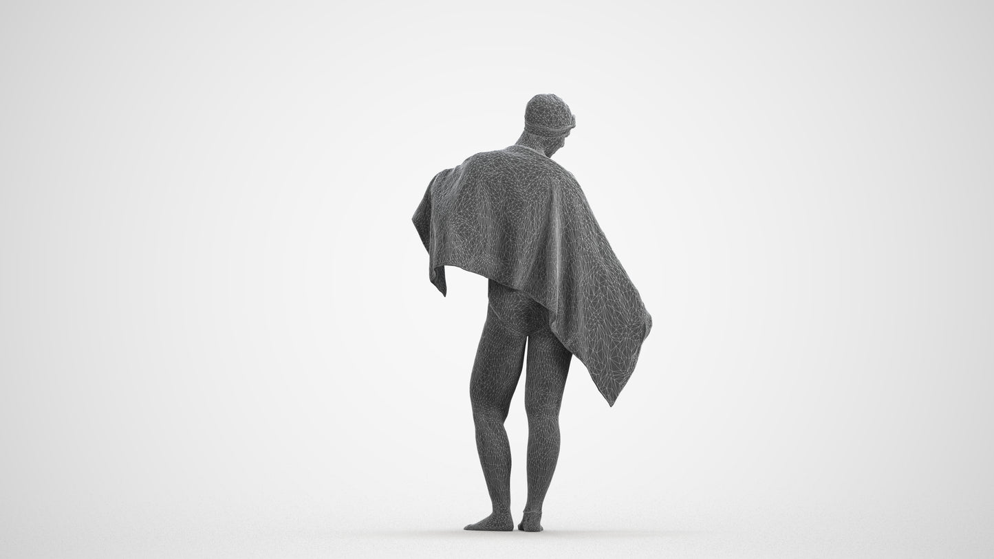 scanned 3D woman pool, photogrammetry people for Enscape and V-Ray, wireframe front view