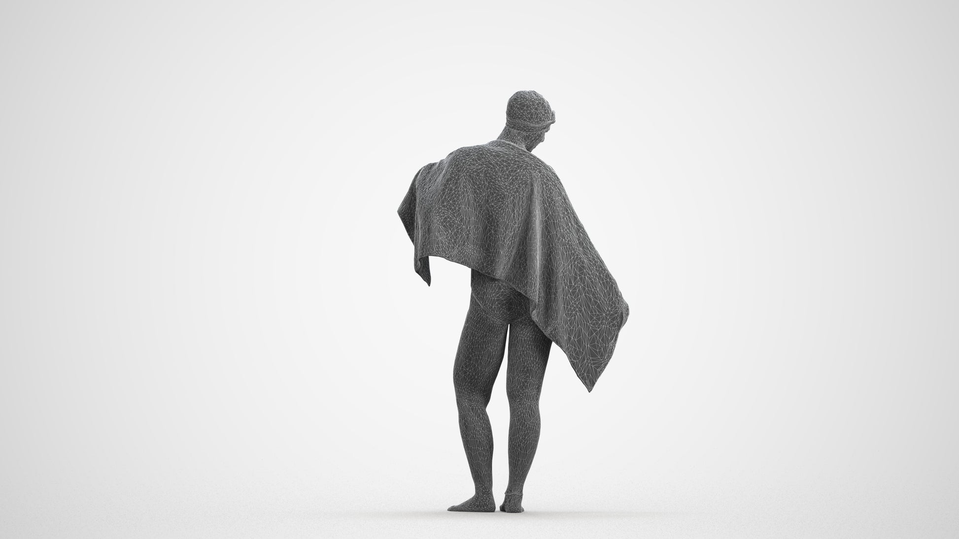 scanned 3D woman pool, photogrammetry people for Enscape and V-Ray, wireframe front view