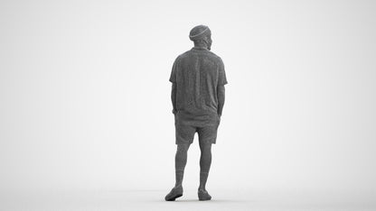 3D scanned man walking casual, photorealistic archviz people for Enscape and SketchUp, wireframe front view