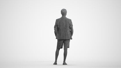 scanned 3D man business standing, photogrammetry people for Enscape and V-Ray, wireframe front view