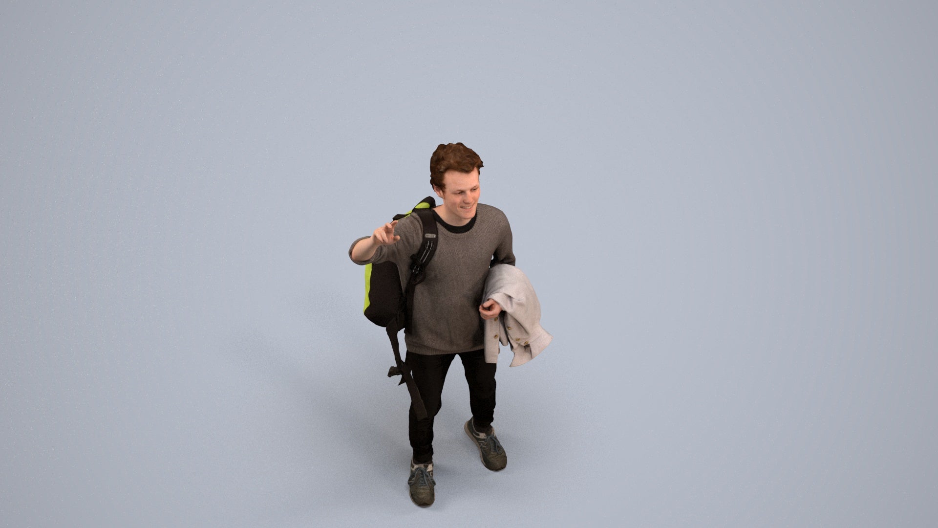 3D people model man casual standing, scanned human for 3ds Max rendering, back view render