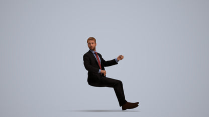 3D people model man business driving, scanned human for 3ds Max rendering, standing pose render