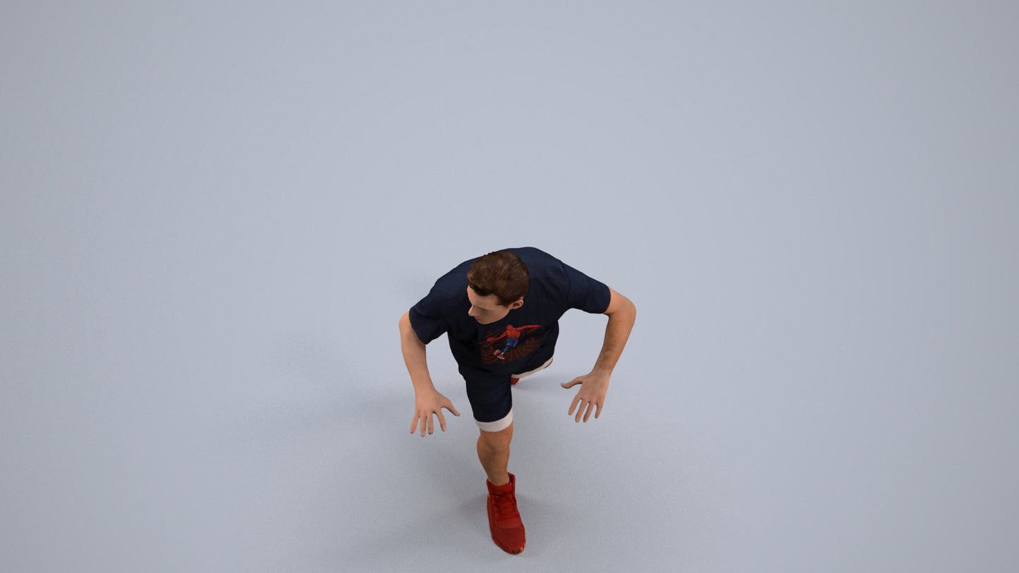 3D people model man sport, scanned human for 3ds Max rendering, back view render