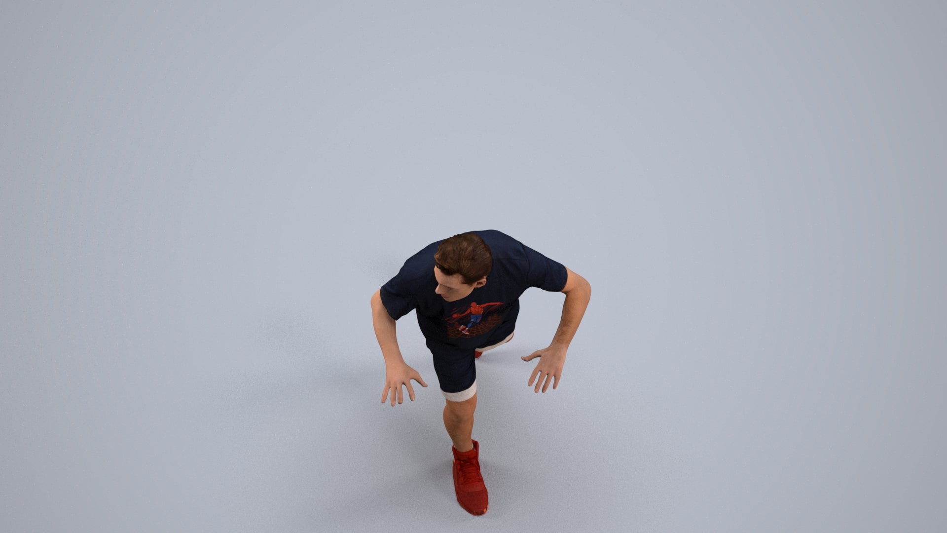 3D people model man sport, scanned human for 3ds Max rendering, back view render