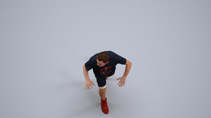 3D people model man sport, scanned human for 3ds Max rendering, back view render