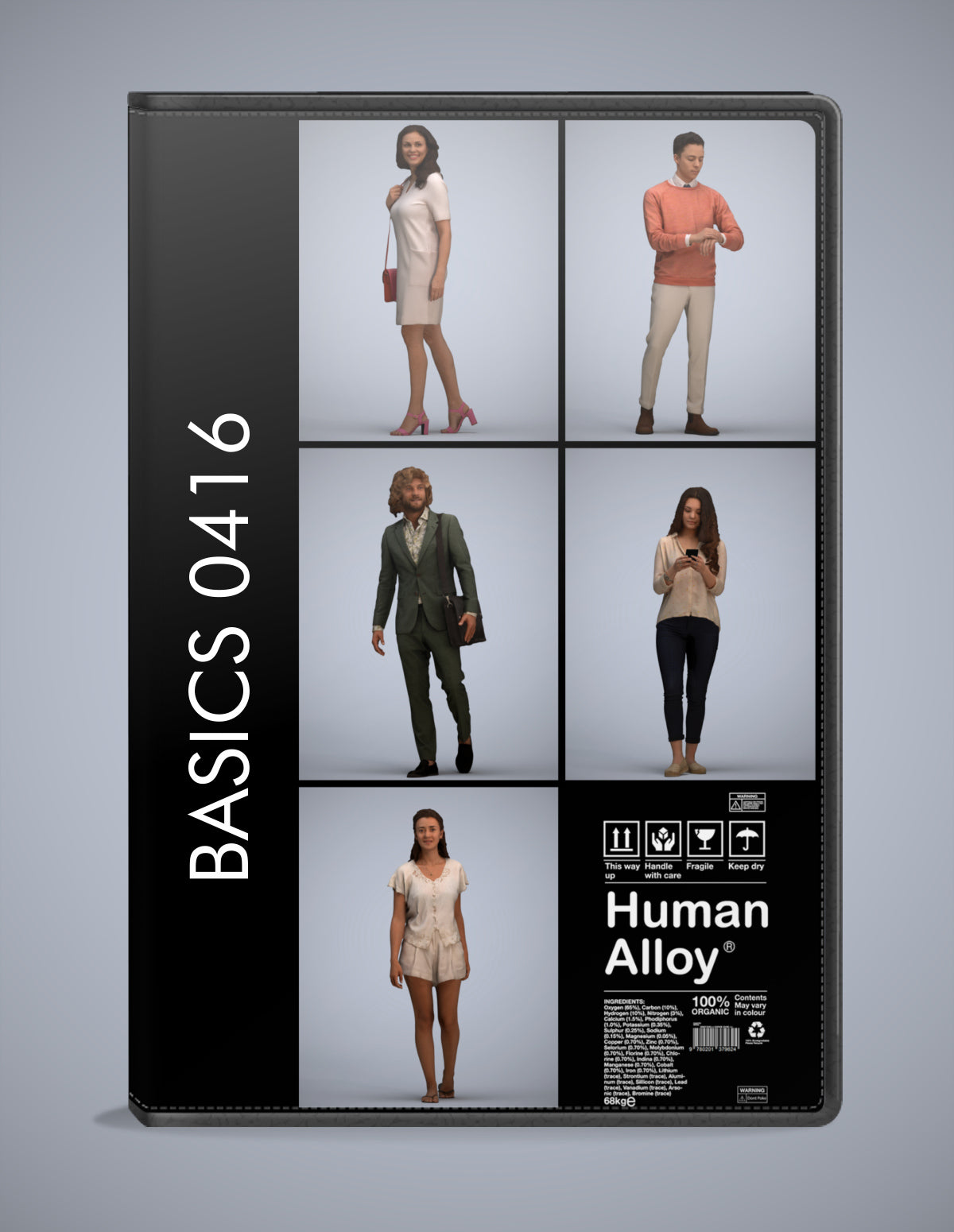 realistic 3D people walking set, 5 render-ready models for V-Ray and Corona