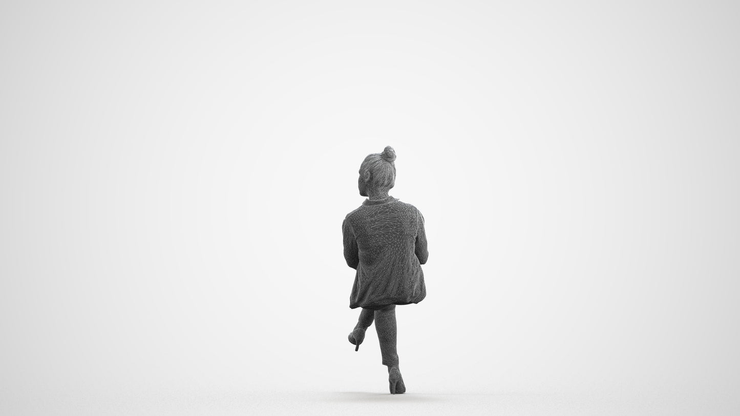 3D people model woman business sitting, scanned human for 3ds Max rendering, wireframe front view