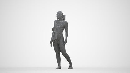 realistic 3D woman pool, scanned archviz people for Blender and 3ds Max, wireframe back view