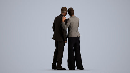 realistic 3D human woman formal couple, archviz people FBX OBJ for Blender, front view render