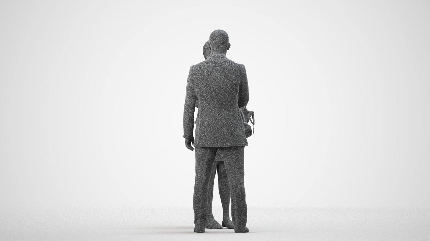 realistic 3D people man business, render-ready for V-Ray and Corona, FBX OBJ, wireframe side view