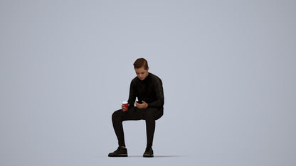 3D scanned boy kids casual, photorealistic archviz people for Enscape and SketchUp, top-down view render