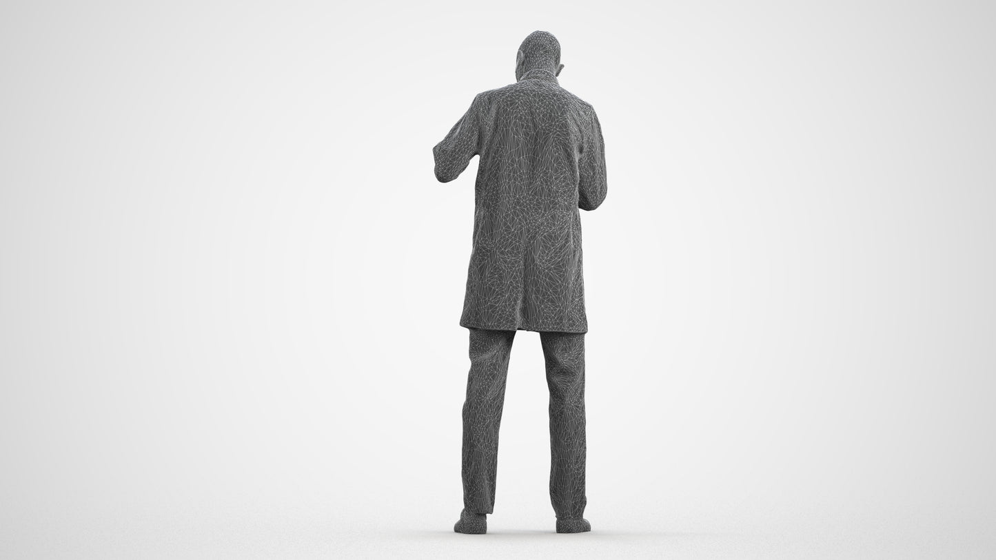 scanned 3D man medical, photogrammetry people for Enscape and V-Ray, wireframe front view