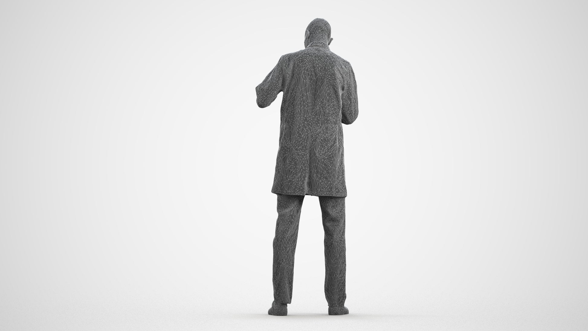 scanned 3D man medical, photogrammetry people for Enscape and V-Ray, wireframe front view