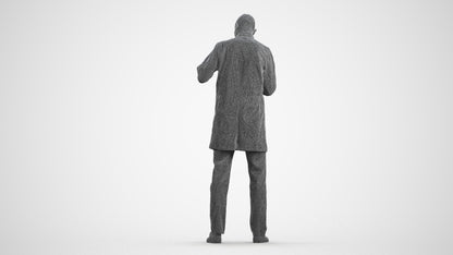 scanned 3D man medical, photogrammetry people for Enscape and V-Ray, wireframe front view