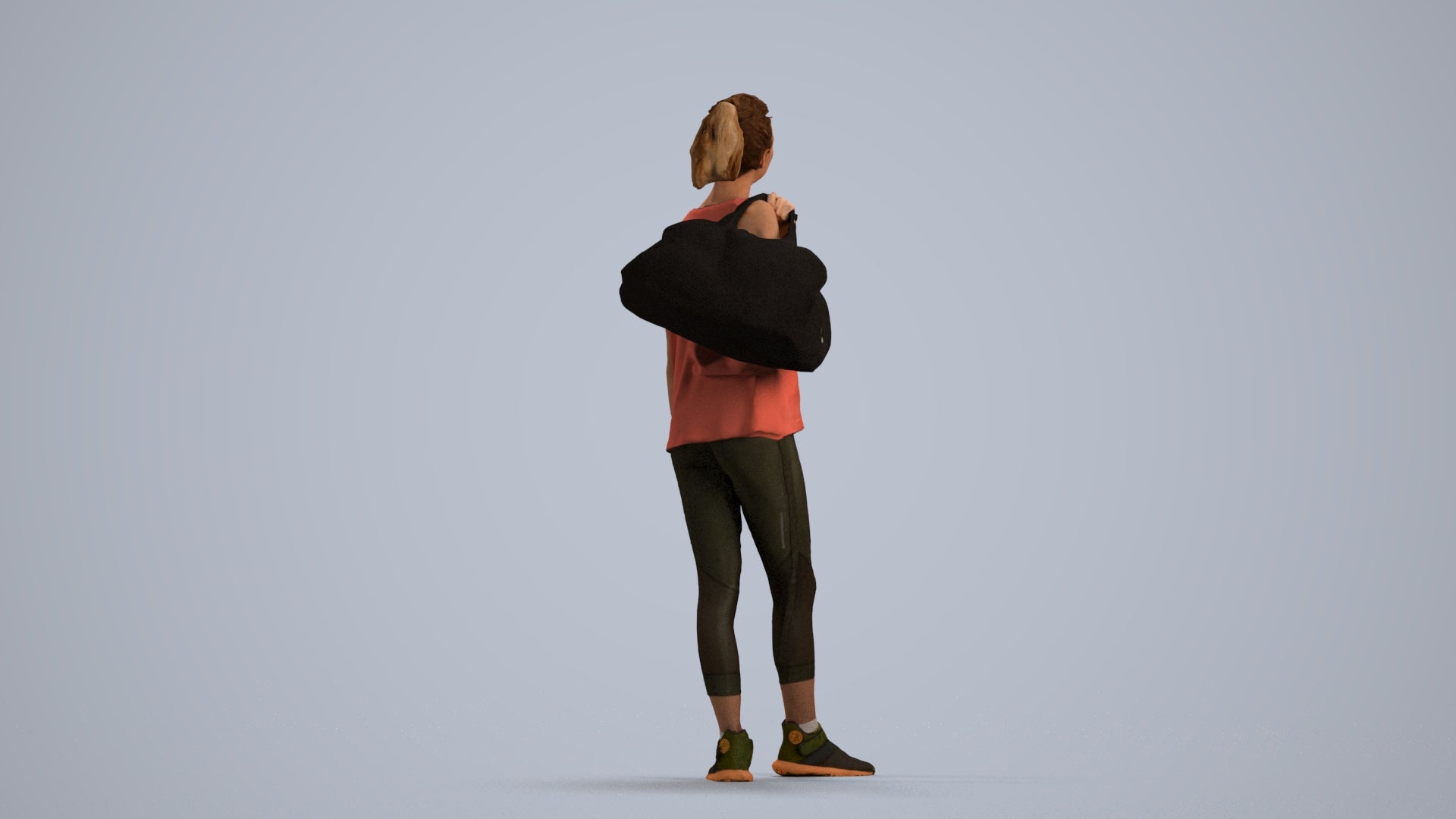 3D people model woman sport, scanned human for 3ds Max rendering, front view render