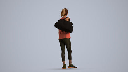 3D people model woman sport, scanned human for 3ds Max rendering, front view render