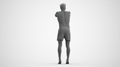 3D people model man pool, scanned human for 3ds Max rendering, wireframe front view