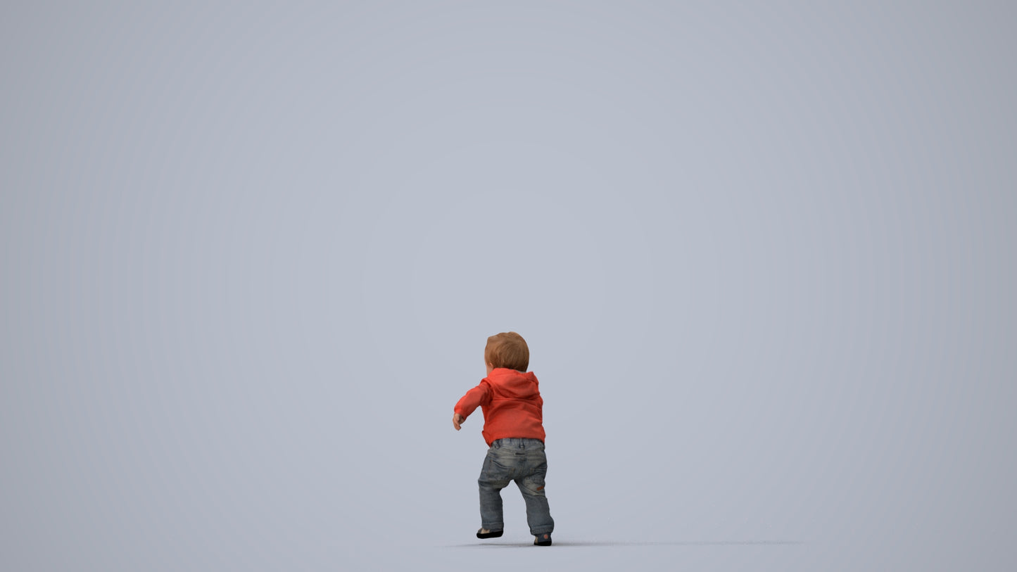 realistic 3D human boy casual kids, archviz people FBX OBJ for Blender, three-quarter view render